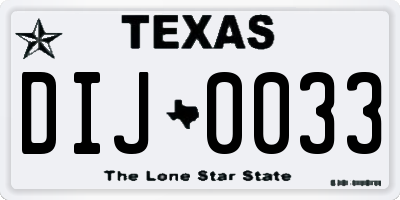 TX license plate DIJ0033