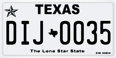 TX license plate DIJ0035