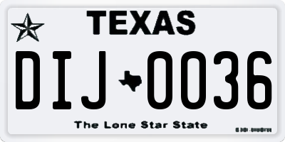 TX license plate DIJ0036