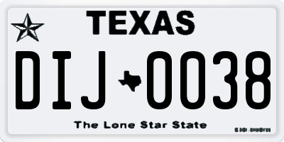 TX license plate DIJ0038