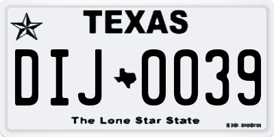 TX license plate DIJ0039