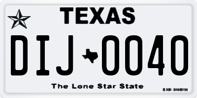 TX license plate DIJ0040