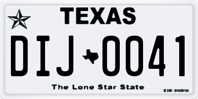 TX license plate DIJ0041