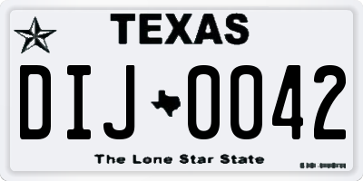 TX license plate DIJ0042