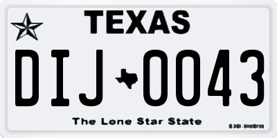 TX license plate DIJ0043