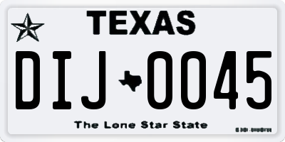 TX license plate DIJ0045