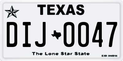 TX license plate DIJ0047