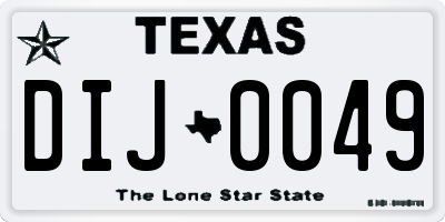 TX license plate DIJ0049