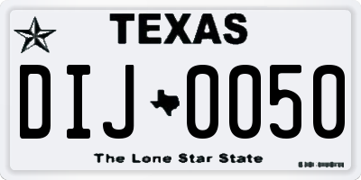 TX license plate DIJ0050