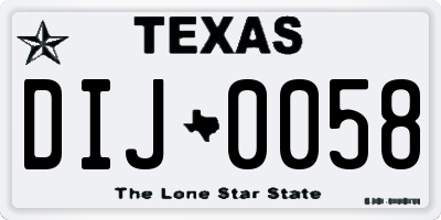 TX license plate DIJ0058