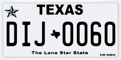 TX license plate DIJ0060