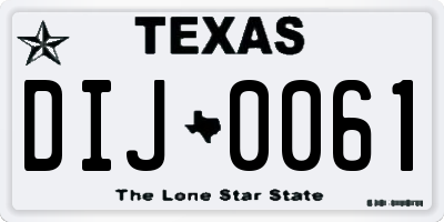 TX license plate DIJ0061