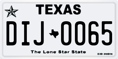 TX license plate DIJ0065