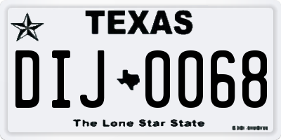 TX license plate DIJ0068