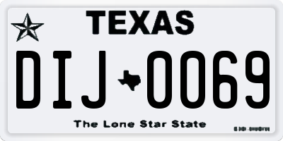 TX license plate DIJ0069
