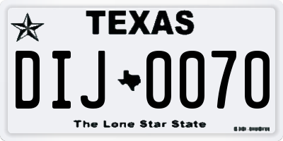 TX license plate DIJ0070