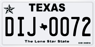 TX license plate DIJ0072