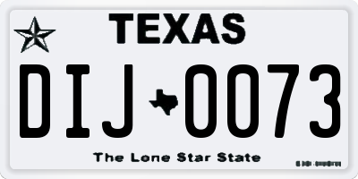 TX license plate DIJ0073