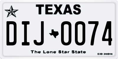 TX license plate DIJ0074