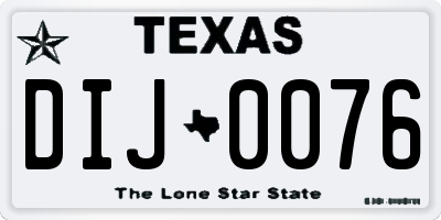 TX license plate DIJ0076
