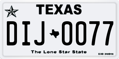 TX license plate DIJ0077