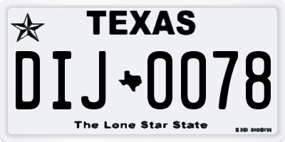 TX license plate DIJ0078