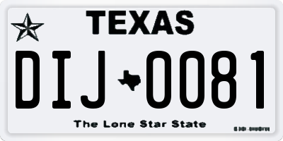 TX license plate DIJ0081