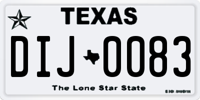 TX license plate DIJ0083