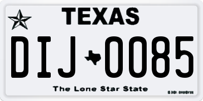 TX license plate DIJ0085