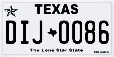 TX license plate DIJ0086