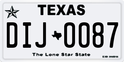 TX license plate DIJ0087