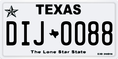 TX license plate DIJ0088