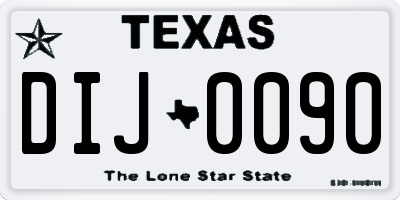 TX license plate DIJ0090