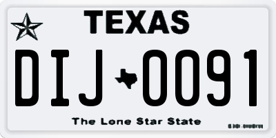TX license plate DIJ0091