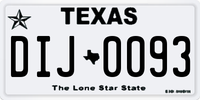 TX license plate DIJ0093