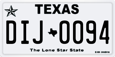 TX license plate DIJ0094