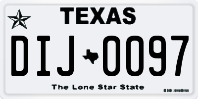 TX license plate DIJ0097