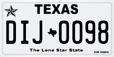 TX license plate DIJ0098