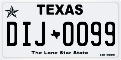 TX license plate DIJ0099
