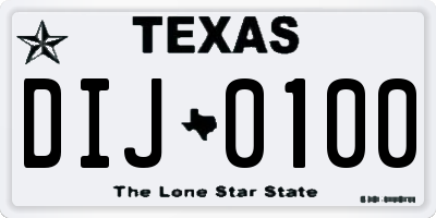 TX license plate DIJ0100