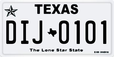 TX license plate DIJ0101