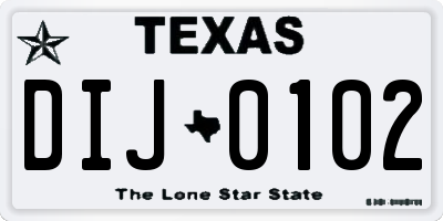 TX license plate DIJ0102