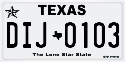 TX license plate DIJ0103
