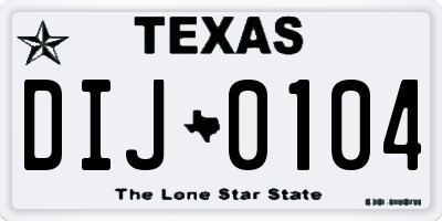 TX license plate DIJ0104