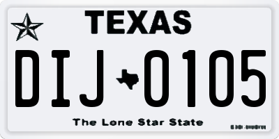 TX license plate DIJ0105