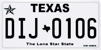 TX license plate DIJ0106