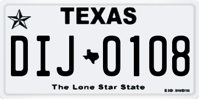 TX license plate DIJ0108