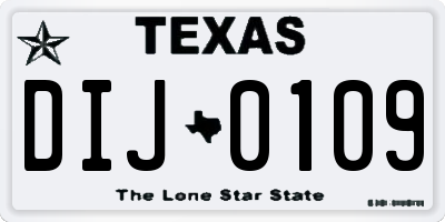 TX license plate DIJ0109