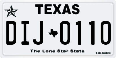 TX license plate DIJ0110
