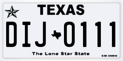 TX license plate DIJ0111